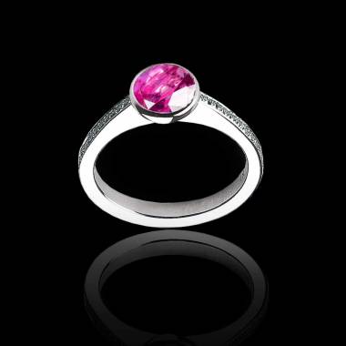 Pink Sapphire Engagement Ring White Gold  Moon