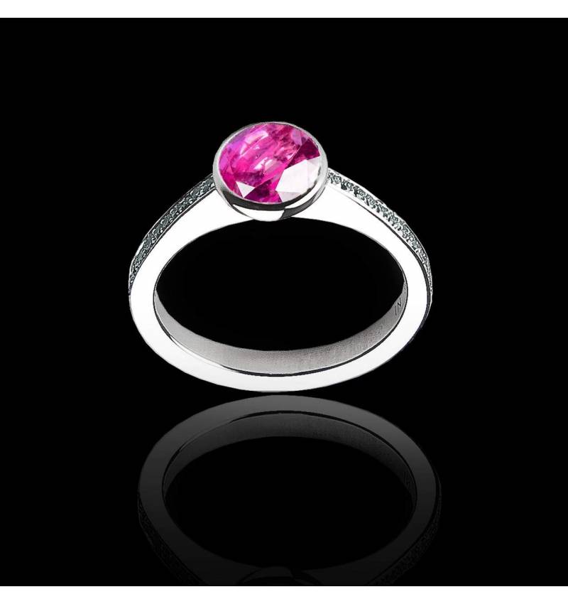 Pink Sapphire Engagement Ring White Gold  Moon