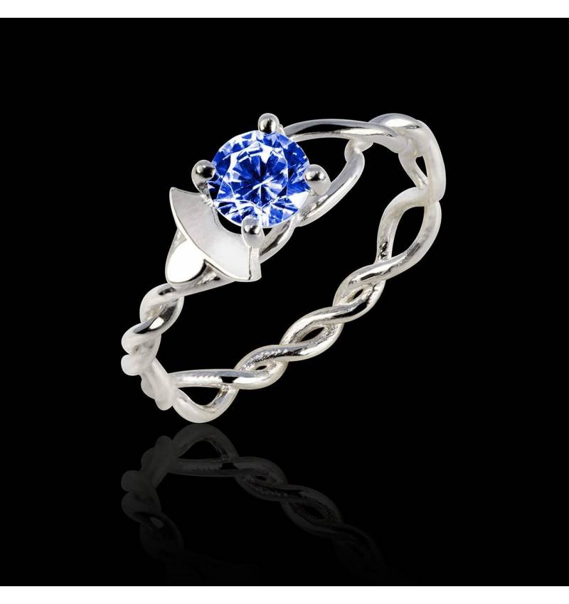 Blue Sapphire Engagement Ring White Gold  Vigne 