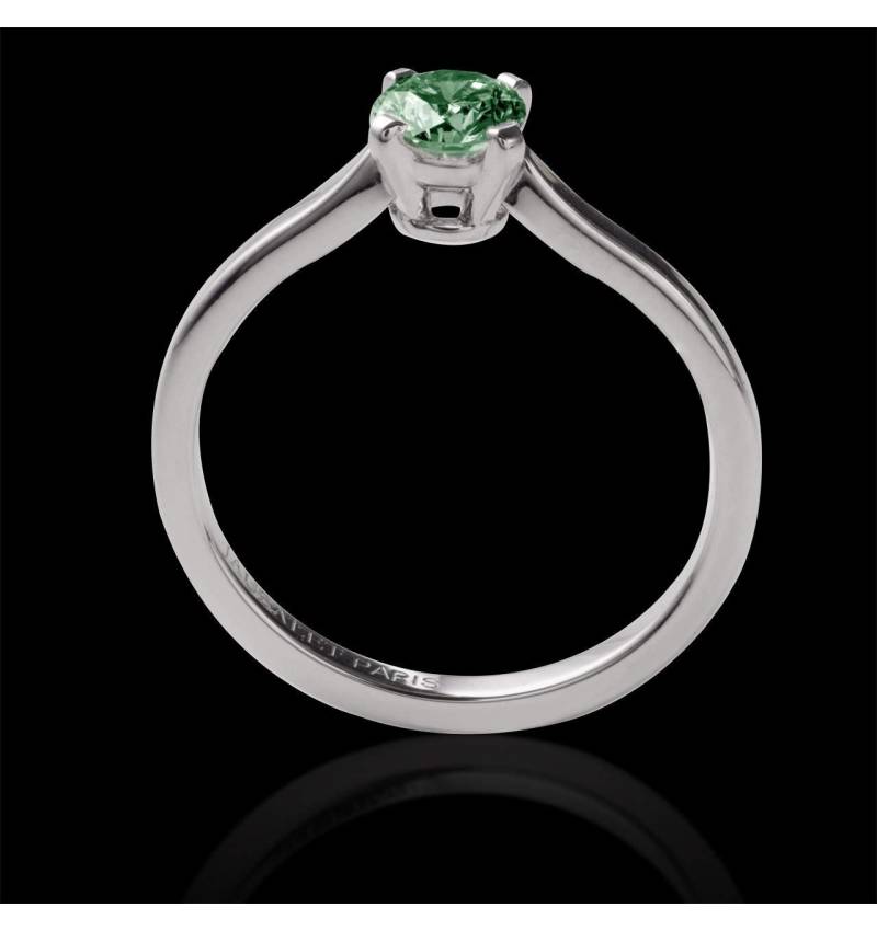 Emerald Round Engagement Ring White Gold Vanessa Solo 