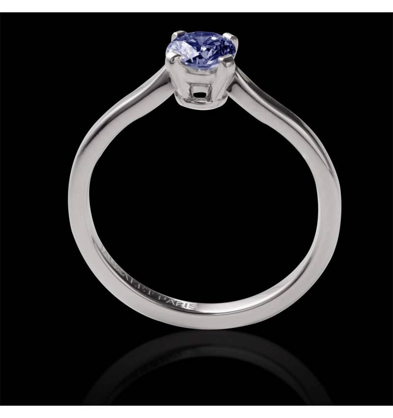 Blue Sapphire Round Engagement Ring White Gold  Vanessa Solo
