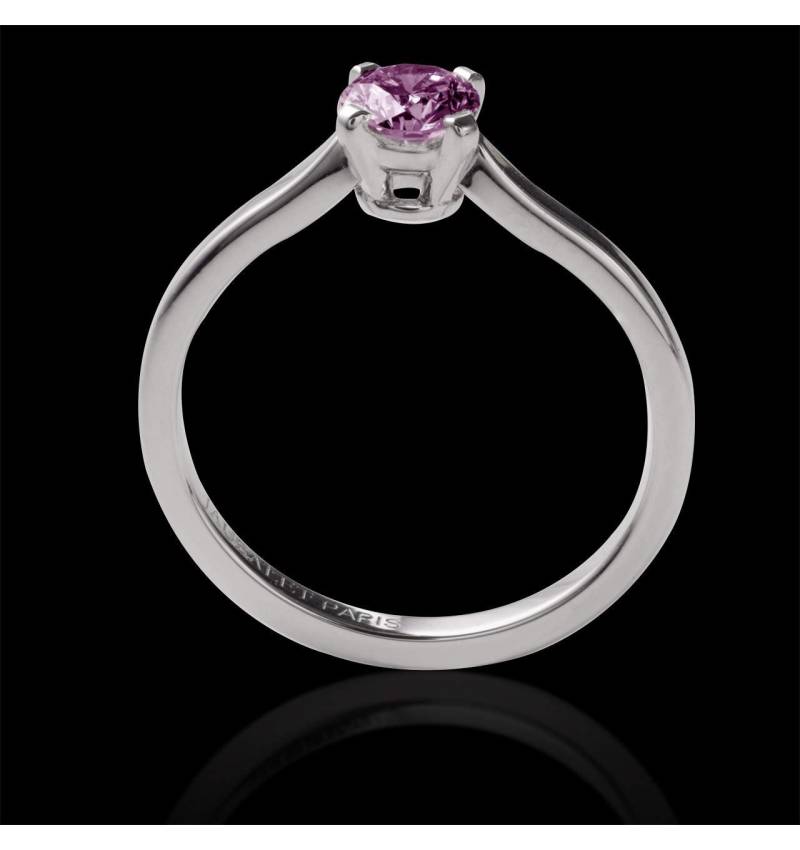 Pink Sapphire Round Engagement Ring White Gold Vanessa Solo