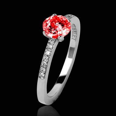 Ruby Engagement Ring Diamond Paving White Gold  Judith 
