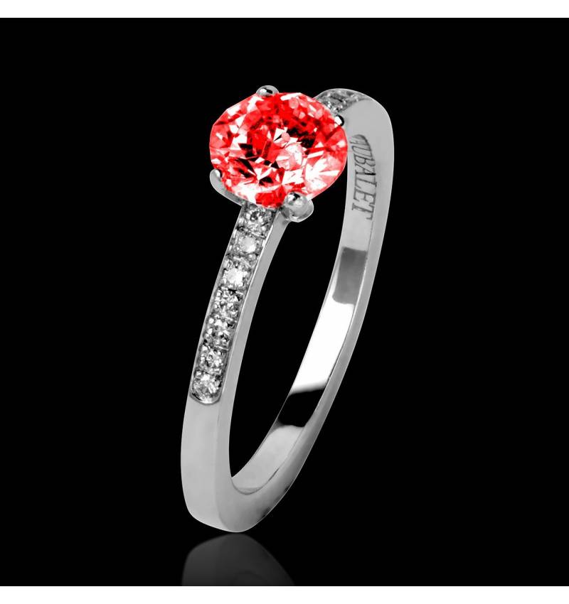 Ruby Engagement Ring Diamond Paving White Gold  Judith 