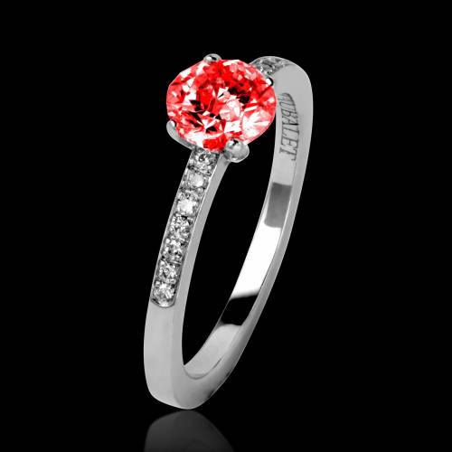 Ruby Engagement Ring Diamond Paving White Gold  Judith 