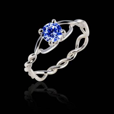 Blue Sapphire Engagement Ring White Gold Entrelassée