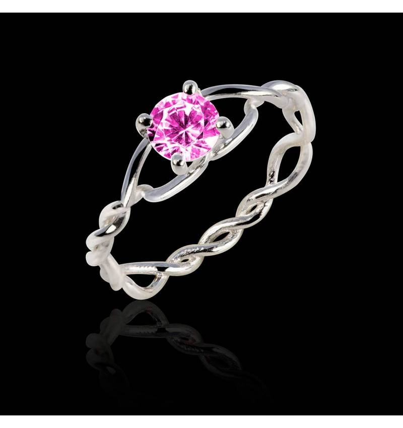 Pink Sapphire Engagement Ring White Gold Entrelassée