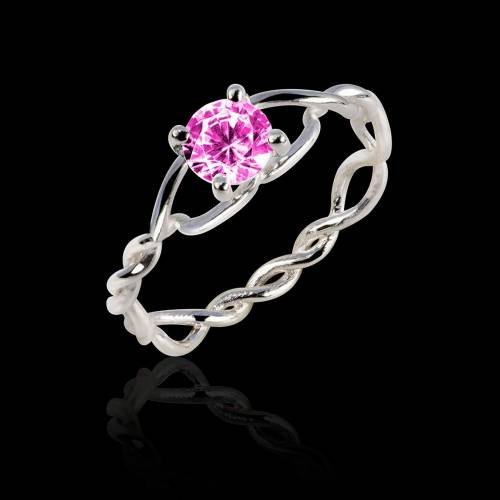 Pink Sapphire Engagement Ring White Gold Entrelassée
