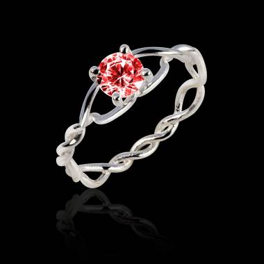 Ruby Engagement Ring White Gold Entrelassée