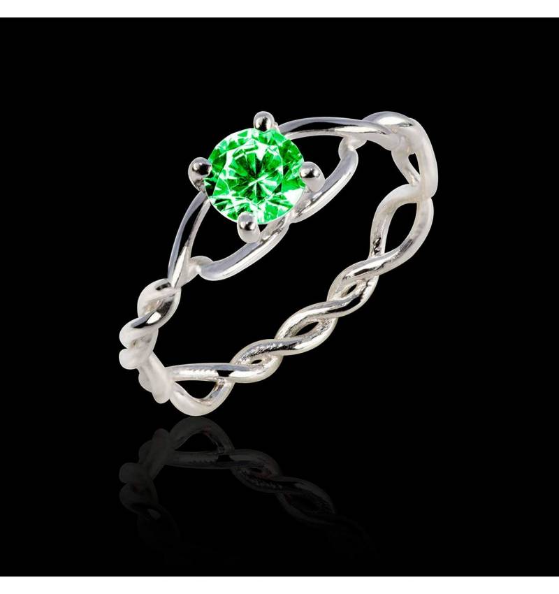 Emerald Engagement Ring White Gold  Entrelassée