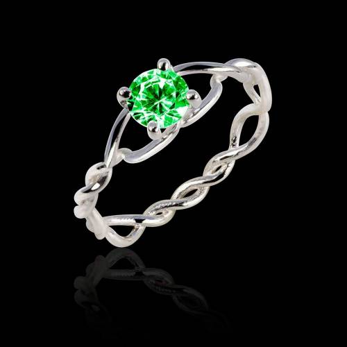 Emerald Engagement Ring White Gold  Entrelassée