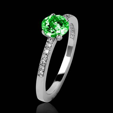 Emerald Engagement Ring Diamond Paving White Gold Judith