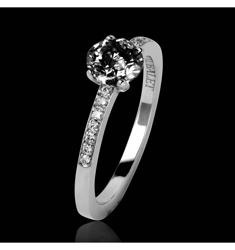 Black Diamond Engagement Ring Diamond Paving White Gold Judith 