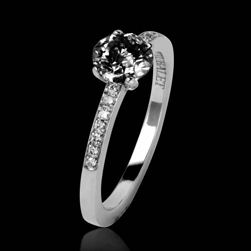 Black Diamond Engagement Ring Diamond Paving White Gold Judith 