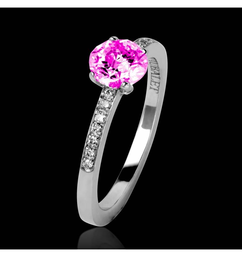 Pink Sapphire Engagement Ring Diamond Paving White Gold  Judith 