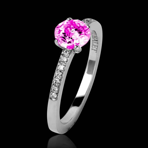 Pink Sapphire Engagement Ring Diamond Paving White Gold  Judith 