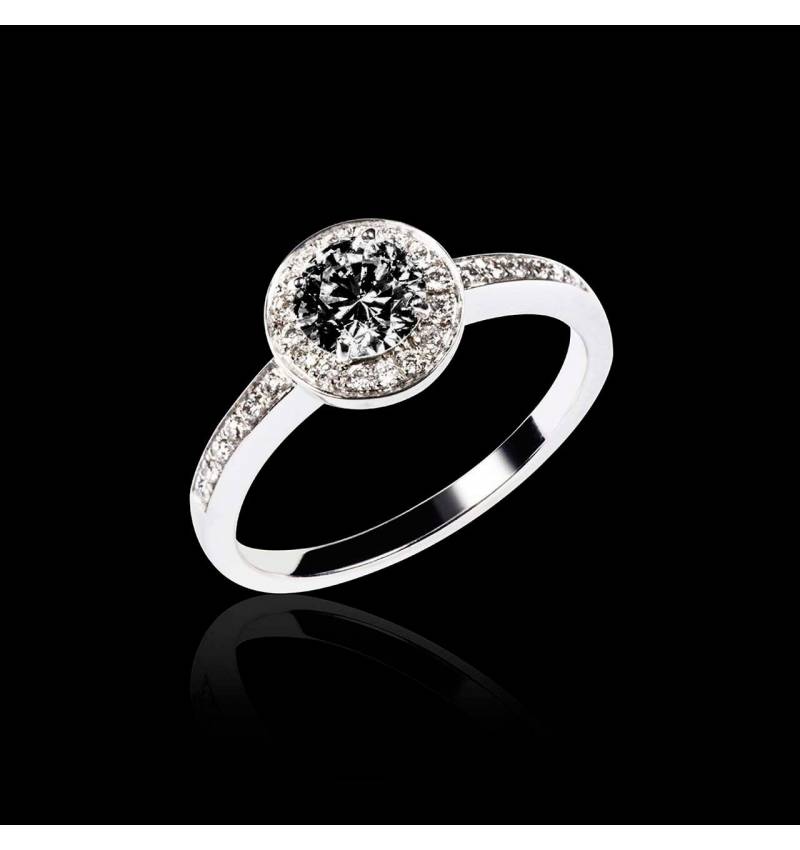 Black Diamond Engagement Ring Diamond Paving White Gold Rekha