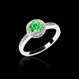 Emerald Engagement Ring Diamond Paving White Gold Rekha