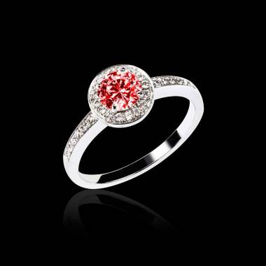 Ruby Engagement Ring Diamond Paving White Gold  Rekha