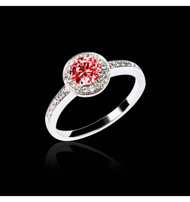 Ruby Engagement Ring Diamond Paving White Gold  Rekha