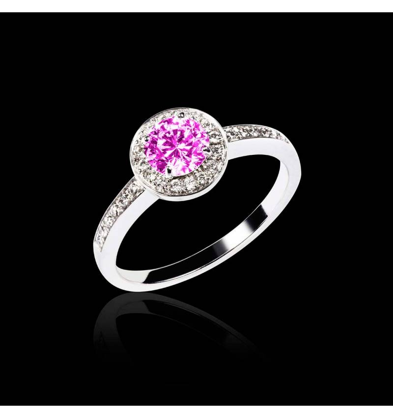 Pink Sapphire Engagement Ring Diamond Paving White Gold Rekha