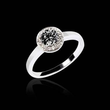 Black Diamond Engagement Ring Diamond Paving White Gold Rekha