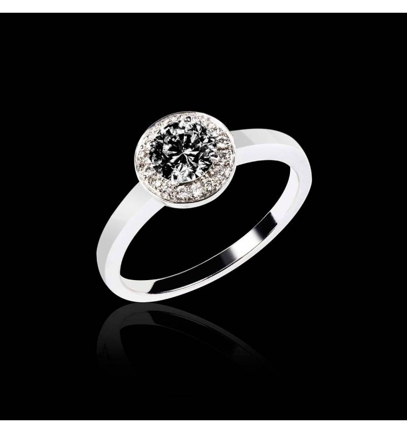 Black Diamond Engagement Ring Diamond Paving White Gold Rekha