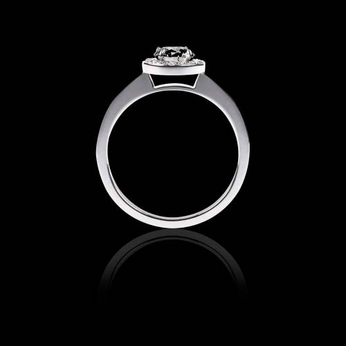 Black Diamond Engagement Ring Diamond Paving White Gold Rekha