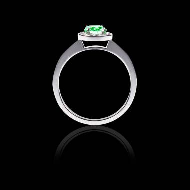 Emerald Engagment Ring Diamond Paving White Gold Rekha Solo