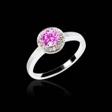 Pink Sapphire Engagement Ring Diamond Paving White Gold Rekha Solo 