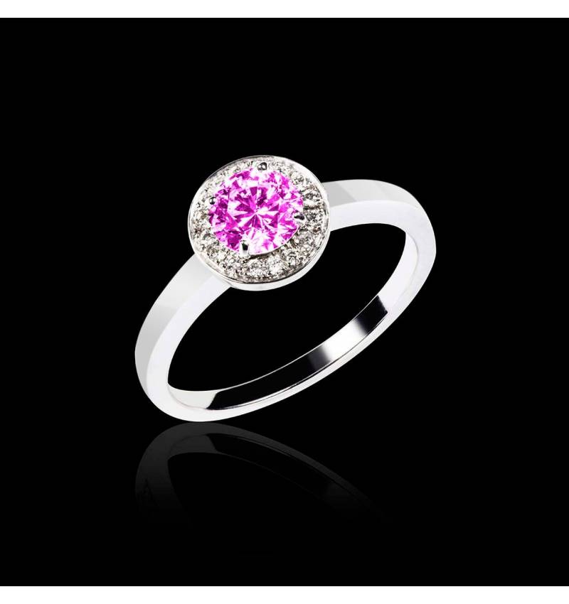 Pink Sapphire Engagement Ring Diamond Paving White Gold Rekha Solo 