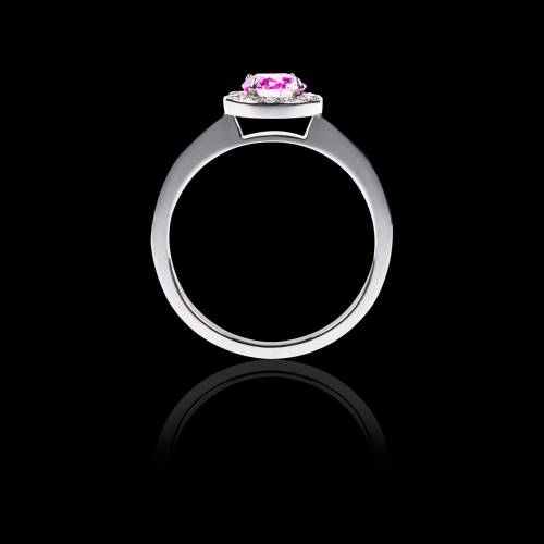 Pink Sapphire Engagement Ring Diamond Paving White Gold Rekha Solo 