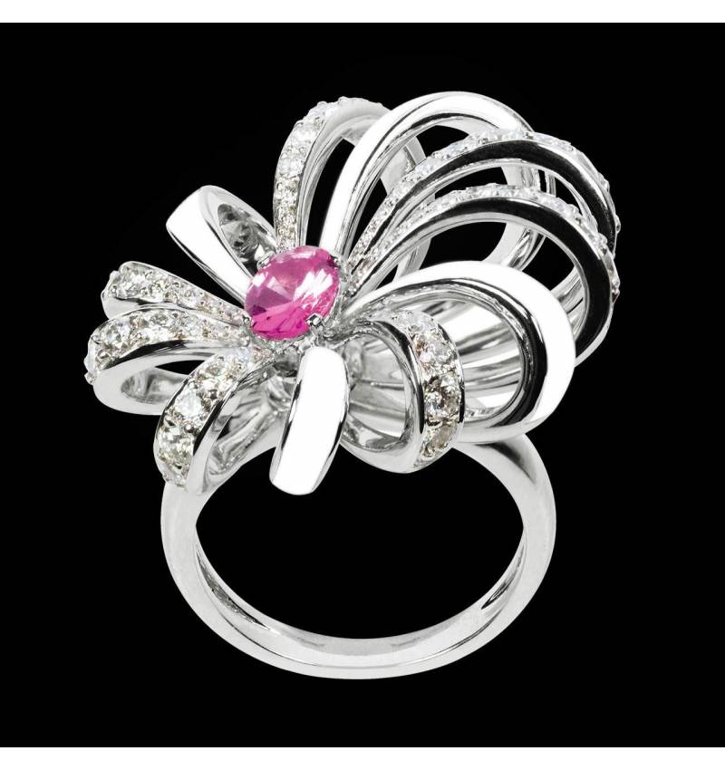 Bague saphir rose et laque Dahlia