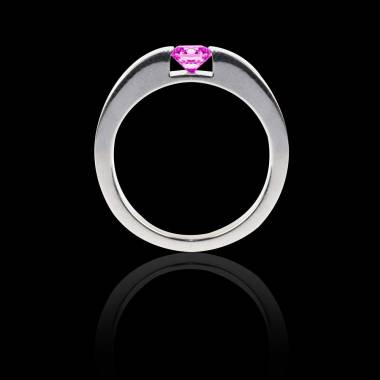 Round Pink Sapphire Engagement Ring White Gold Pyramide 