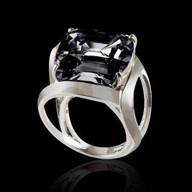 Cushion Black Diamond Engagement Ring White Gold Future Solo 