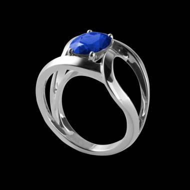 Round Blue Sapphire Engagement Ring White Gold Future Solo