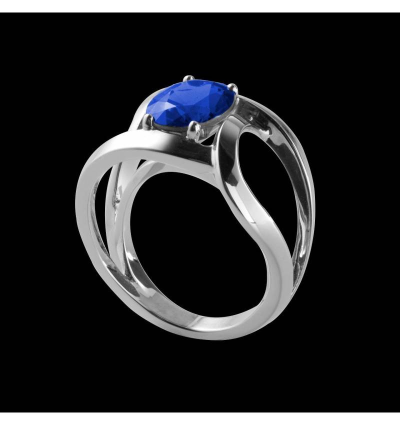 Round Blue Sapphire Engagement Ring White Gold Future Solo