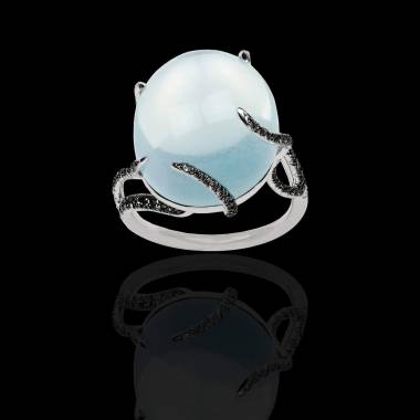 Moonstone Engagement Ring Diamond Paving White Gold Moonstone