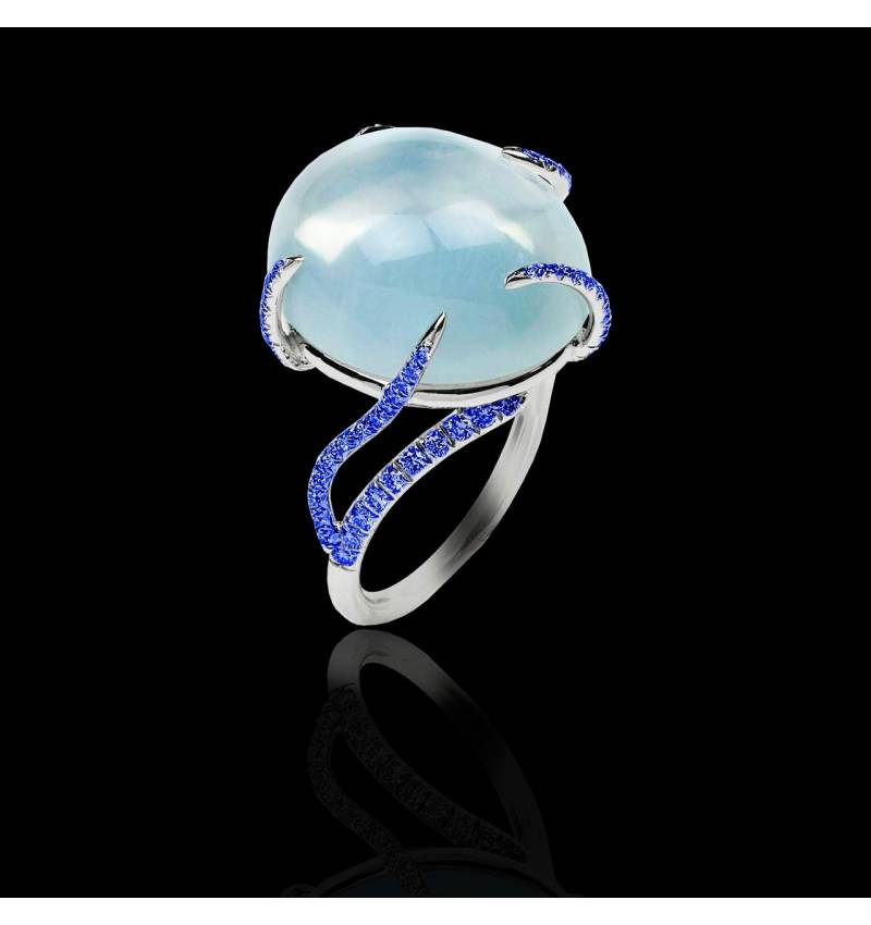 Moonstone Engagement Ring Diamond Paving White Gold Moonstone 
