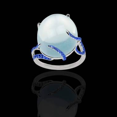 Moonstone Engagement Ring Diamond Paving White Gold Moonstone 