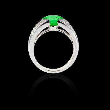 Emerald Engagement Ring Diamond Paving  White Gold  Isabelle