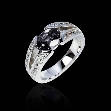 Black Diamond Engagement Ring Diamond Paving White Gold Isabelle