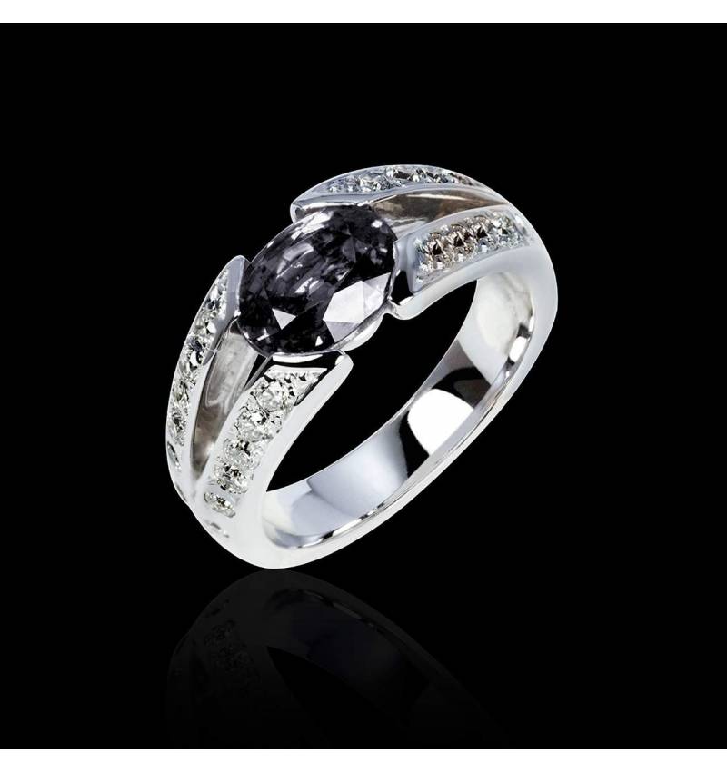 Black Diamond Engagement Ring Diamond Paving White Gold Isabelle Black Diamond Engagement Ring Diamond Paving White Gold Isabelle