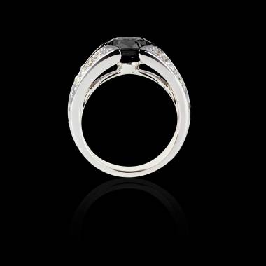 Black Diamond Engagement Ring Diamond Paving White Gold Isabelle