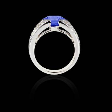 Blue Sapphire Engagement Ring Diamond Paving White Gold Isabelle  