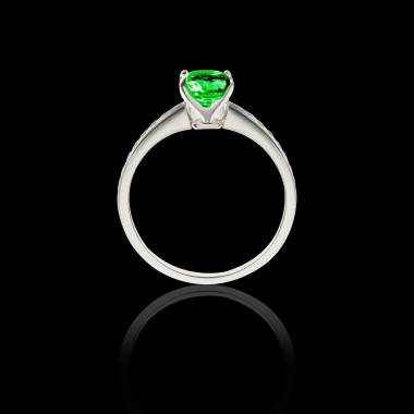 Emerald engagement ring diamond paving white gold Sandy