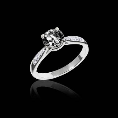 Black Diamond Engagement Ring  Diamond Paving  White Gold  Angela