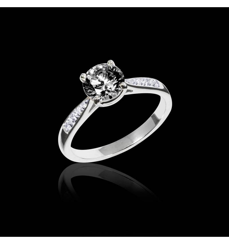 Black Diamond Engagement Ring  Diamond Paving  White Gold  Angela