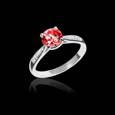 Ruby Engagement Ring Diamond Paving White Gold Angela 