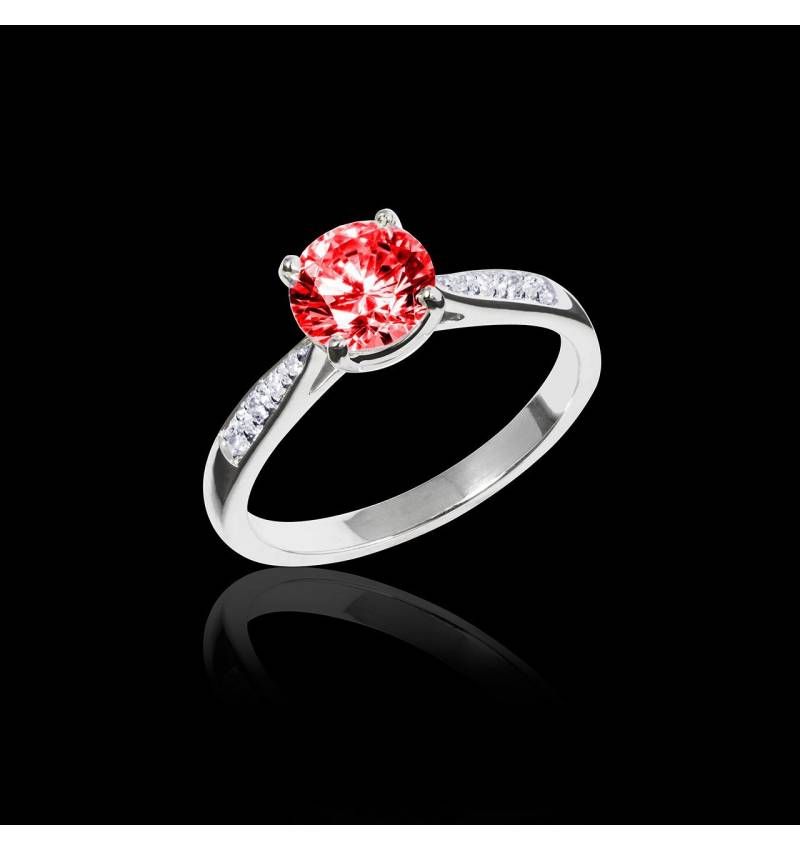 Ruby Engagement Ring Diamond Paving White Gold Angela 